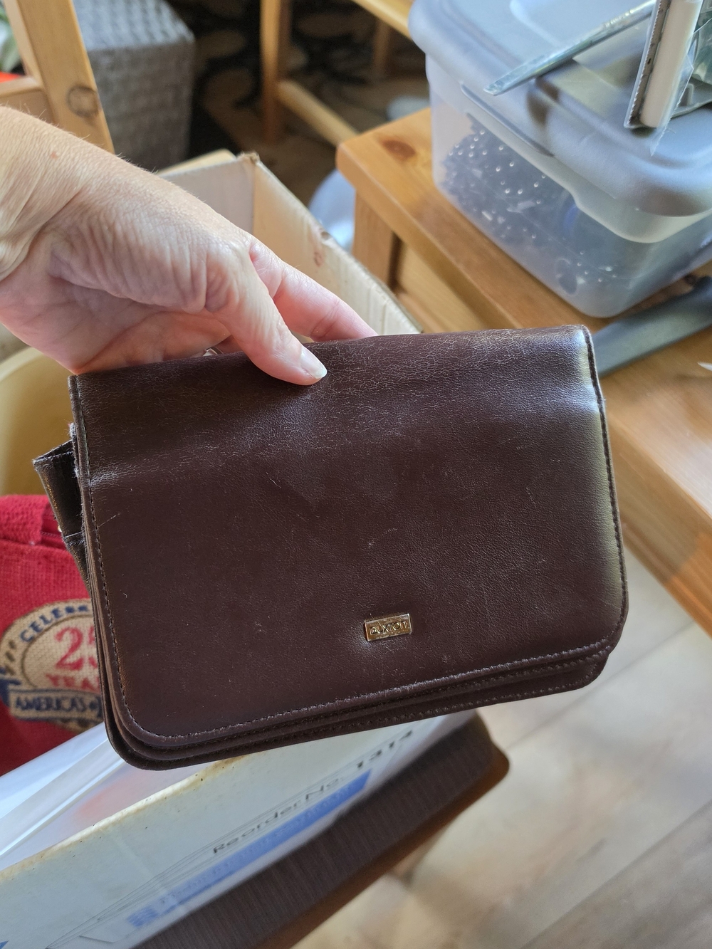 Vintage Buxton Style Sac Brown Leather Organizer Clutch Wallet